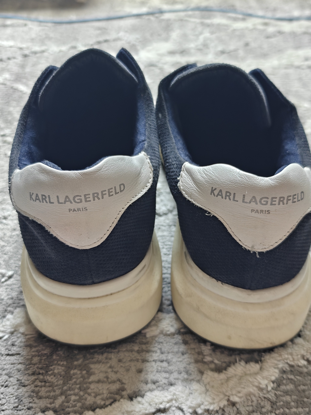 Karl Lagerfeld Navy and White Men's Slip-On Loafers